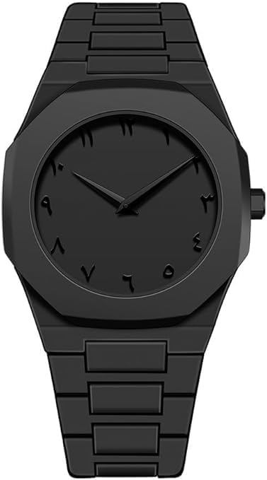 Aura Men's Matte Black Watch with Arabic Numerals – Minimalist Analog Design