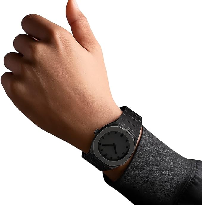 Aura Men's Matte Black Watch with Arabic Numerals – Minimalist Analog Design