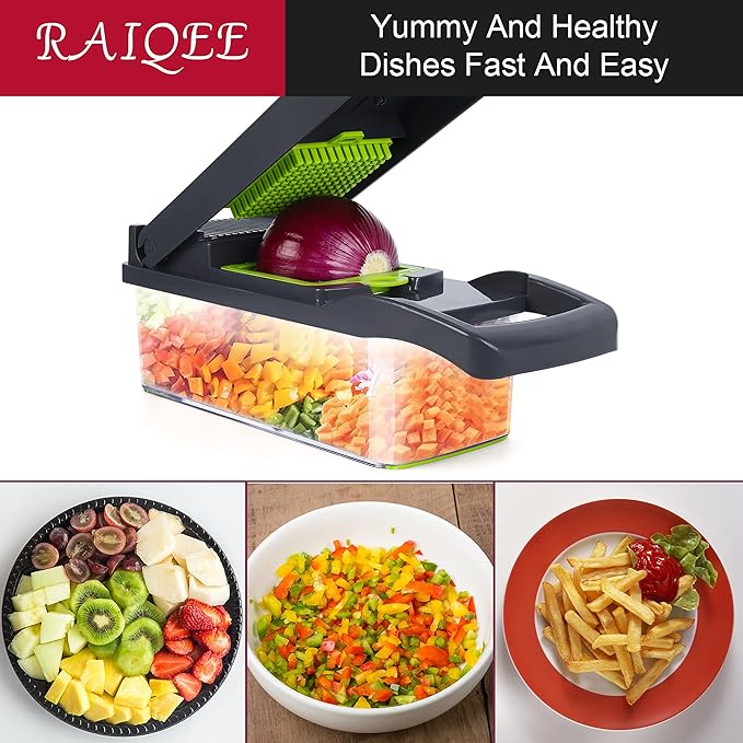 Vegetable Chopper, Onion Chopper, Mandolin Slicer,Pro 10 in 1professional food Choppermultifunctional Vegetable Chopper and Slicer, Dicing Machine, AdjustableVegetable Cutter With Container