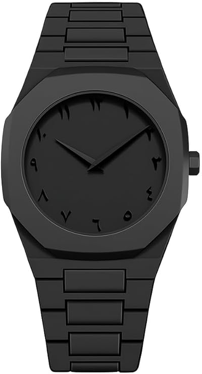 Aura Men's Matte Black Watch with Arabic Numerals – Minimalist Analog Design