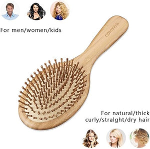 Huachi Wet Hair Brush Bamboo Detangling Brush Natural Wooden Paddle Organic Brush for Women Men Kids Scalp Massage Anti-Static, Reducing Hair Breakage Adding Shine