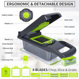 Vegetable Chopper, Onion Chopper, Mandolin Slicer,Pro 10 in 1professional food Choppermultifunctional Vegetable Chopper and Slicer, Dicing Machine, AdjustableVegetable Cutter With Container