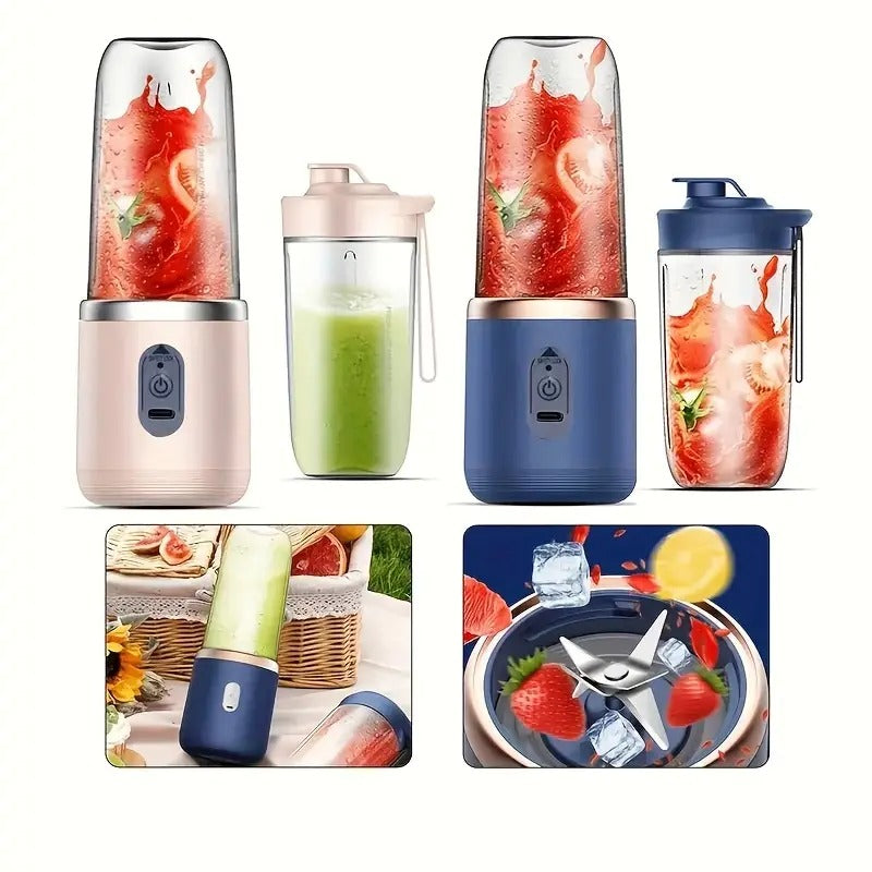 Portable | Blender] 2-in-1 Portable Blender and Juicer | 6 Blades, USB Charging, Dual Cups | Suitable for Snow Mud, Milkshakes and Ice Drinks - Perfect Gift for Valentine's Day, Thanksgiving, Christmas, Mother's Day