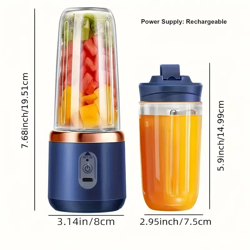 Portable | Blender] 2-in-1 Portable Blender and Juicer | 6 Blades, USB Charging, Dual Cups | Suitable for Snow Mud, Milkshakes and Ice Drinks - Perfect Gift for Valentine's Day, Thanksgiving, Christmas, Mother's Day